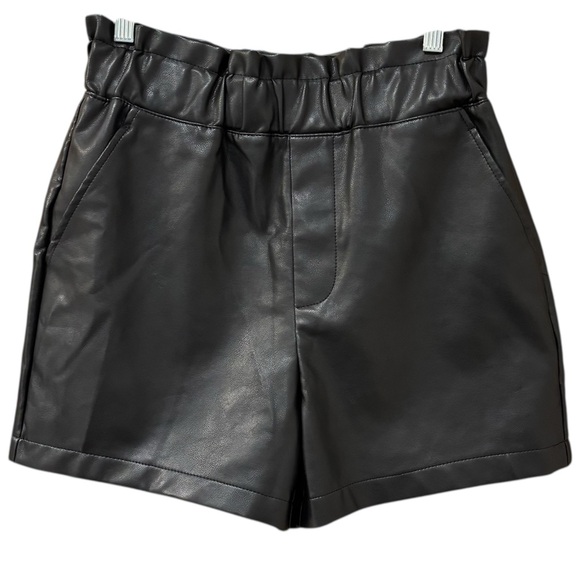 Bagatelle black faux leather pull on shorts, small - Picture 1 of 10